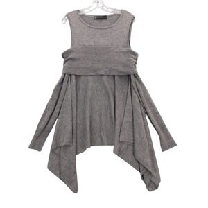 NY & Company XXL Gray Sleeveless Knit Top with Long Sleeve Overlay